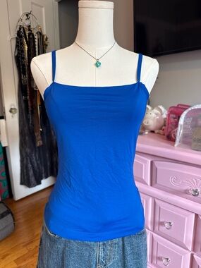 Cobalt Blue Women’s Square-Neck Spaghetti Strap Tank Top